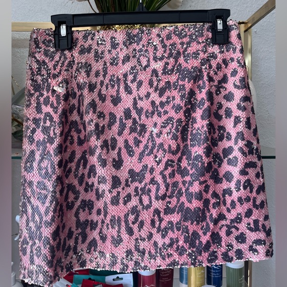 Free People Pink Cheetah sequins skirt😍 NWT - Picture 3 of 7